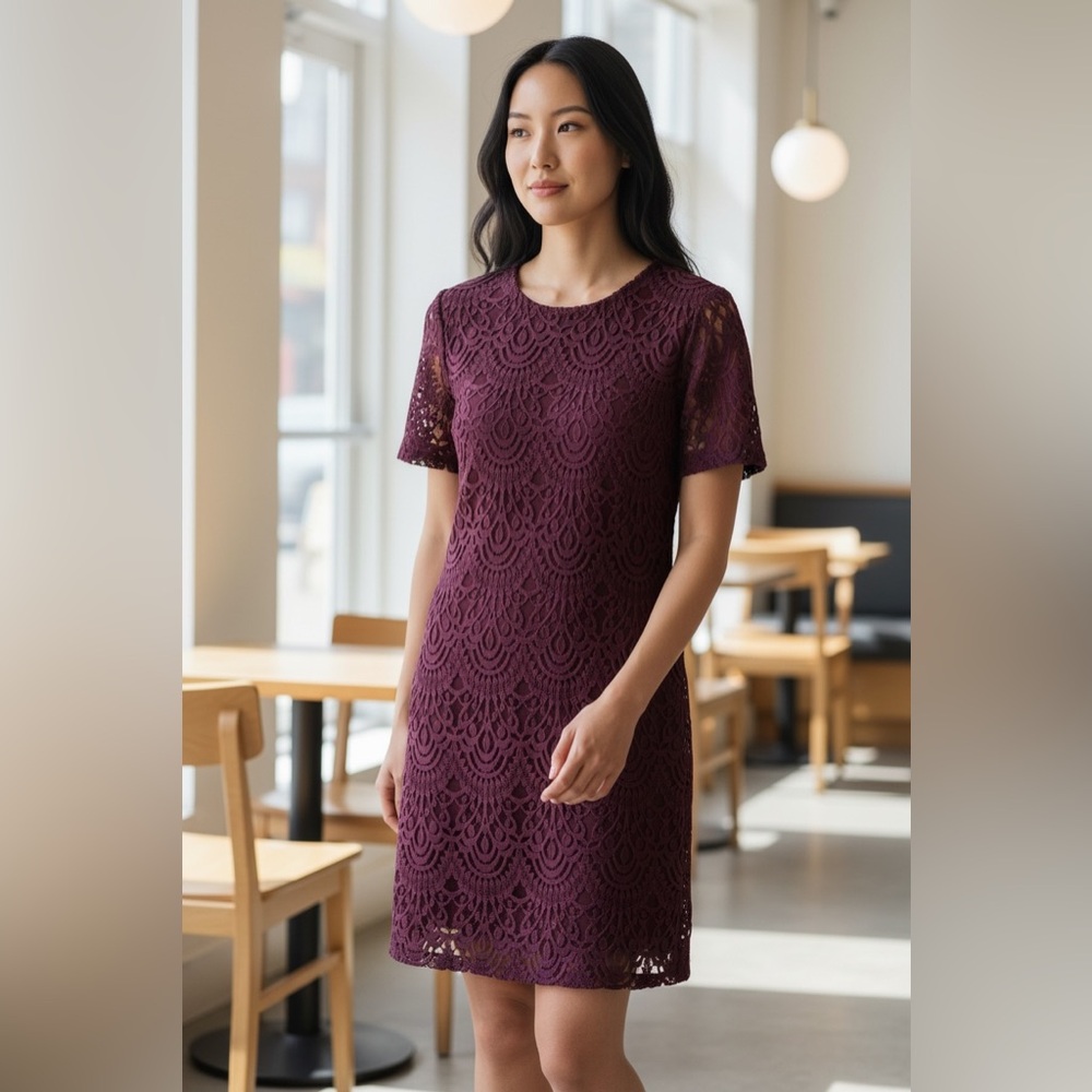 H&M Rich Purple Midi Lace Dress